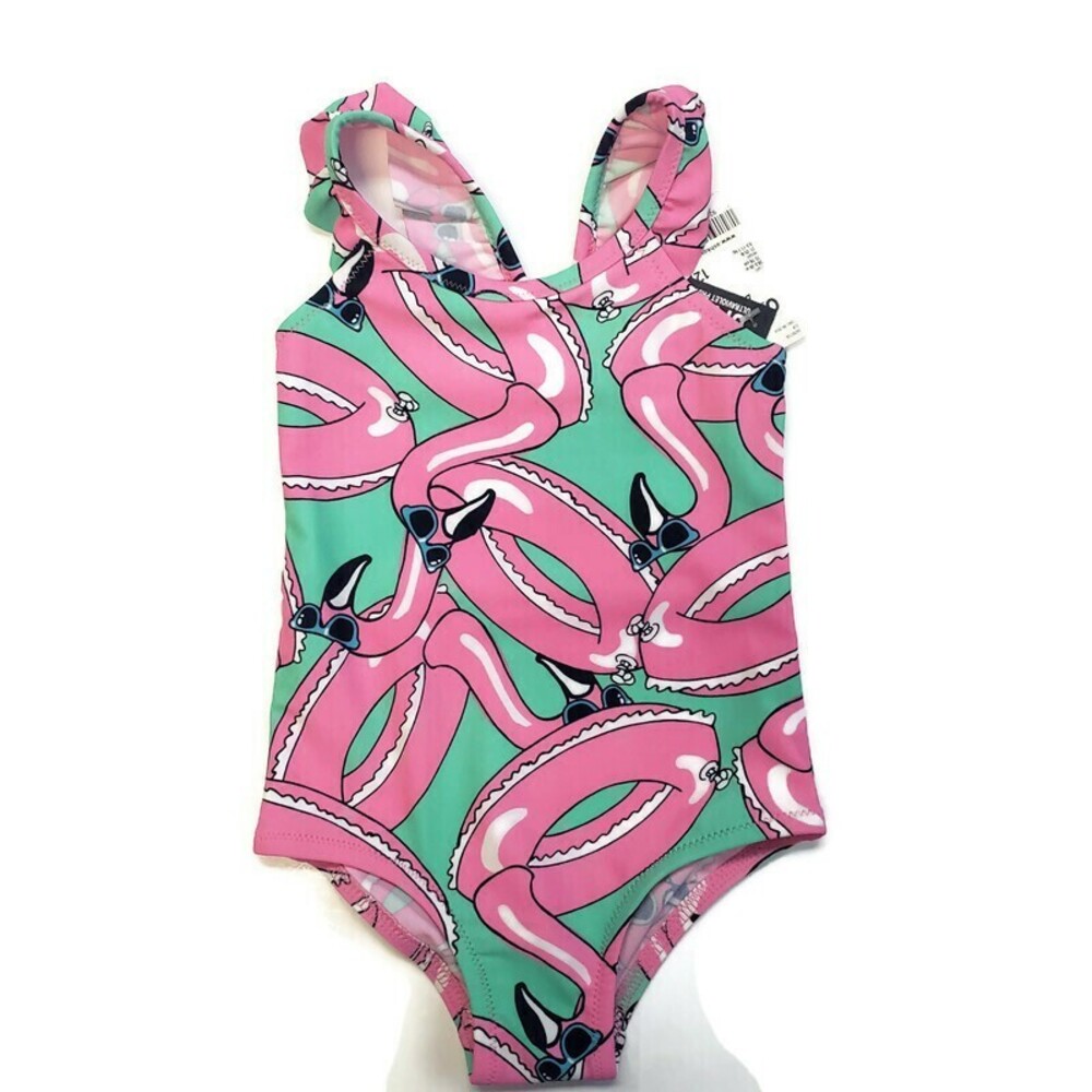 Baby Girl Size 18M OshKosh B gosh Flamingo One-Piece Swimsuit Beach Pool Fun - Picture 2 of 5